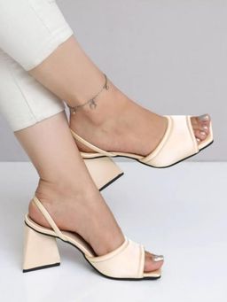 Shoetopia - Stylish Golden Pyramid Heels for Women