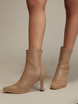Twenty Dresses by Nykaa Fashion - Beige Calf Length Square Toe Stiletto Boots