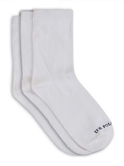 U.S. POLO ASSN. - Boys White Mid-Calf Length Socks (Pack Of 3)