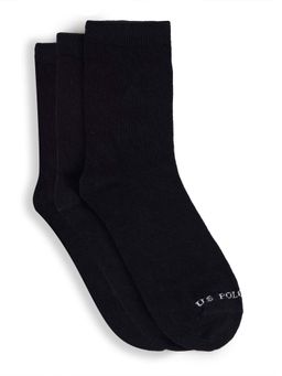 U.S. POLO ASSN. - Boys Black Mid-Calf Length Socks (Pack Of 3)