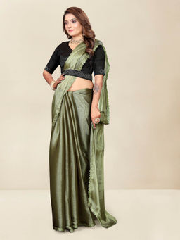 Shrithi Fashion Fab - Womens Stylish Solid Saree with Belt with Unstitched Blouse