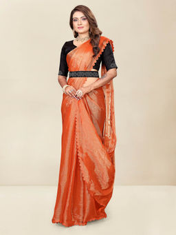 Shrithi Fashion Fab - Womens Stylish Solid Saree with Belt with Unstitched Blouse