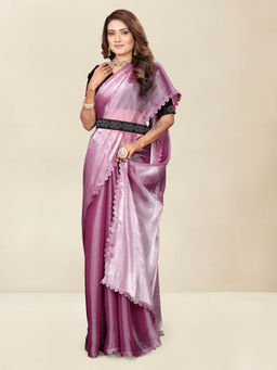 Shrithi Fashion Fab - Womens Stylish Solid Saree with Belt with Unstitched Blouse