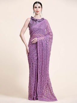 Shrithi Fashion Fab - Georgette Fabric Embroidery Sequence Bollywood Saree with Unstitched Blouse