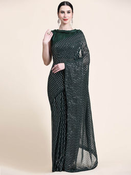 Shrithi Fashion Fab - Embroidery Sequence Bollywood Style Saree with Unstitched Blouse