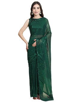 Shrithi Fashion Fab - Georgette Fabric Bollywood Styled Embroidery Saree with Unstitched Blouse