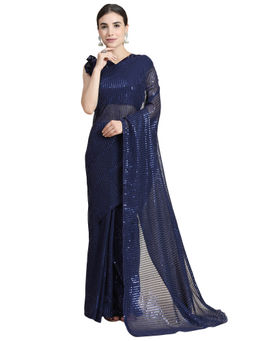 Shrithi Fashion Fab - Georgette Fabric Bollywood Styled Embroidery Saree with Unstitched Blouse