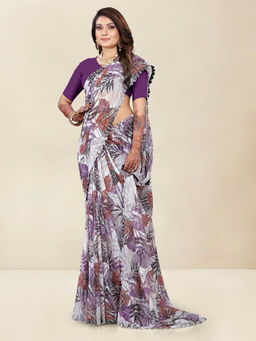 Shrithi Fashion Fab - Womens Stylish Printed Saree with Unstitched Blouse