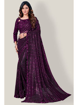 Shrithi Fashion Fab - Womens Designer Fancy Net Saree with Unstitched Blouse