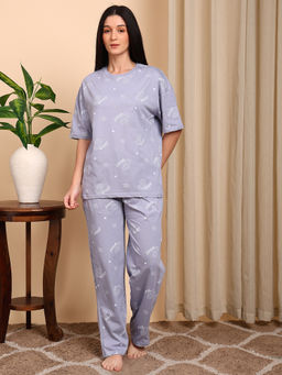 Smarty Pants - Cotton Purple Printed Top with Pyjama