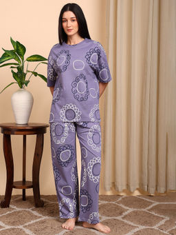 Smarty Pants - Cotton Lilac Printed Top with Pyjama
