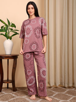 Smarty Pants - Cotton Rose Pink Printed Top with Pyjama