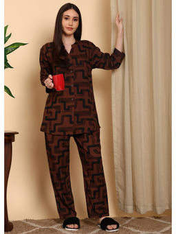 Smarty Pants - Rayon Brown Printed Top with Pyjama