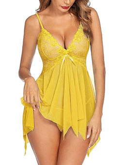 XIVIR - Yellow Sexy Chemise Babydoll with Panty