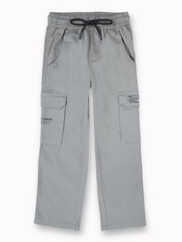 Gini & Jony - Boys Grey Solid Print Cotton Elastic Cargo Pant