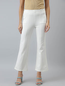 Latin Quarters - Women Solid Casual White Pants