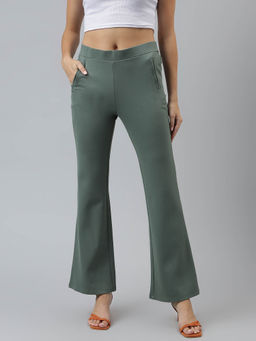 Latin Quarters - Women Solid Casual Green Pants