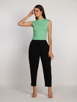 Zink London - Womens Green Solid Tank Top