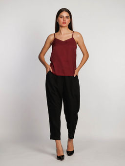 Zink London - Womens Wine Solid Regular Tank Top