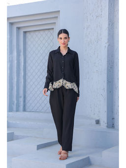 Label Niti Bothra - Black Dori Paisley Heavy Hem Co-Ord (Set of 2)