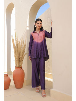 Label Niti Bothra - Purple French Knot Ombre Co-Ord (Set of 2)