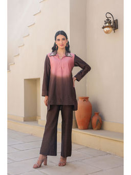 Label Niti Bothra - Brown Mystic Knot Collar Co-Ord (Set of 2)