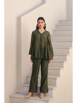 Label Niti Bothra - Olive Gathered Co-Ord (Set of 2)