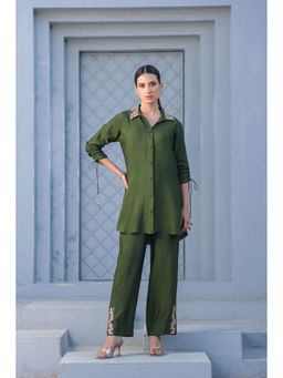 Label Niti Bothra - Green Zardozi Collar Co-Ord (Set of 2)