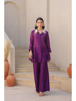 Label Niti Bothra - Purple Zardozi Pank Co-Ord (Set of 2)