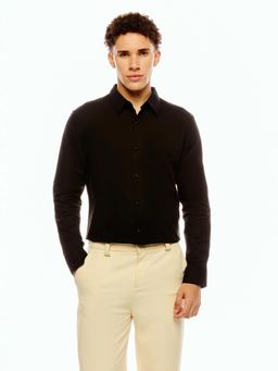 Calvin Klein - Men's Black Cotton Solid Regular Fit Shirt