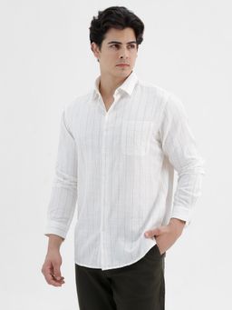 Crocodile - Ultra Soft Pin Stripe Off White Shirt