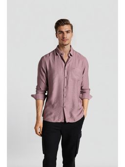 Crocodile - Mauve Viscose Blend Comfort Fit Full Sleeve Men Solid Spread Collar Shirt