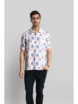 Crocodile - Multi Viscose Blend Relaxed Fit Half Sleeve Men All Over Print Spread Collar Shirt