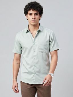 Charagh Din - Mens Green Blended Regular Collar Ditto Fit Combination Casual Shirt