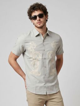 Charagh Din - Men Green Blended Regular Collar Ditto Fit Combination Casual Shirt