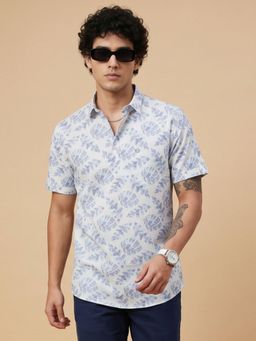 Charagh Din - Men White Blended Emperor / Chinese Collar Ditto Fit Combination Casual Shirt