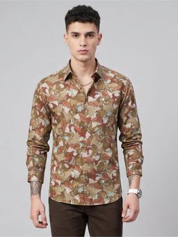 Charagh Din - Men Multi-Color Blended Regular Collar Ditto Fit Print Casual Shirt