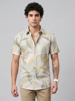 Charagh Din - Mens Green Blended Regular Collar Regular Fit Print Party Shirt