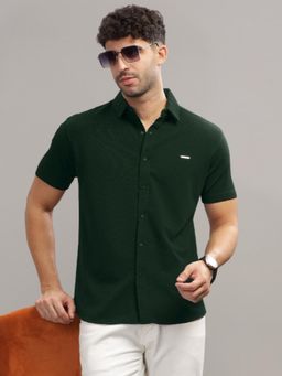 Parcel Yard - Mens Green Regular Wear Shirt