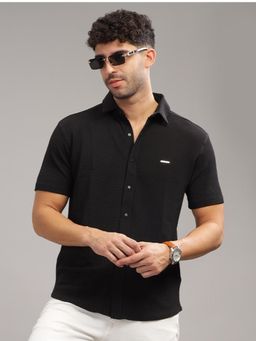 Parcel Yard - Mens Black Regular Wear Shirt