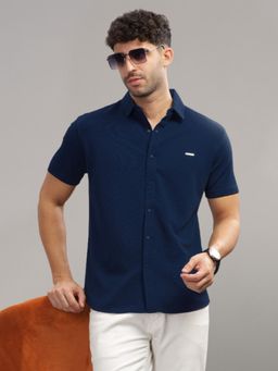 Parcel Yard - Mens Navy Blue Regular Wear Shirt