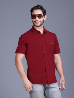 Parcel Yard - Mens Wine Regular Wear Shirt