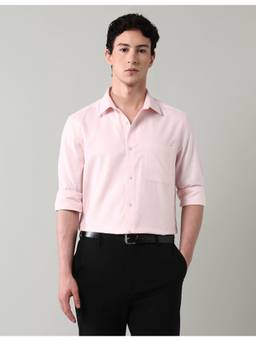 AD By Arvind - Men's Pink Textured Regular Fit Shirt