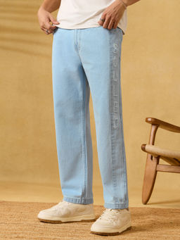 The Souled Store - Men Light Blue Typography Jeans