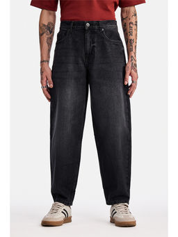 Snitch - Men Charcoal Knee Rips Loose Fit Casual Jeans