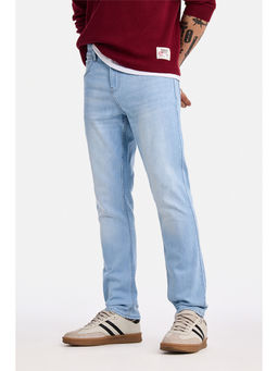 Snitch - Men Light Blue Acid Wash Slim Fit Casual Jeans