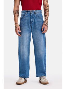 Snitch - Men Blue Solid Washed Loose Fit Casual Jeans