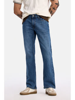Snitch - Men Blue Washed Bootcut Casual Jeans