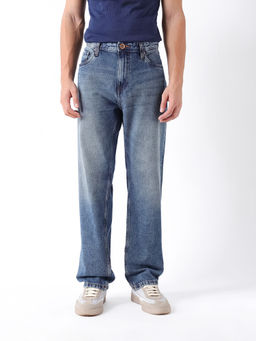 The Bear House - Men Blue Solid Relaxed Fit Denim Jeans