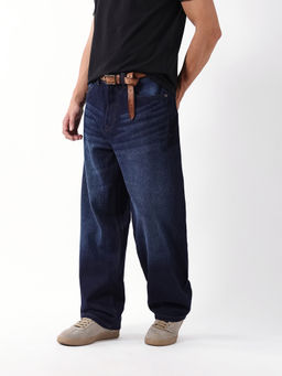 The Bear House - Men Navy Blue Loose Fit Denim Jeans